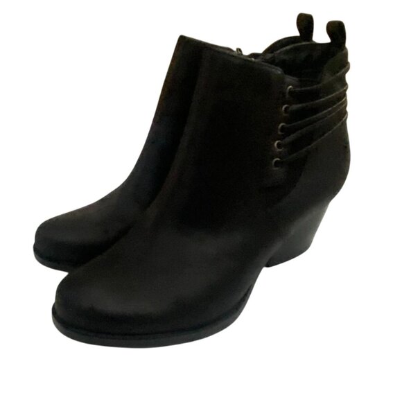 Baretraps Womens Leather Raewyn Heeled Ankle Boots Side Zip Black Sz 7m-GUC - Picture 1 of 8